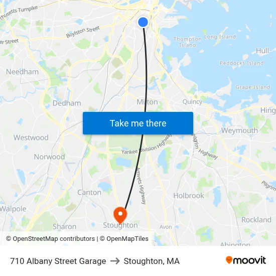 710 Albany Street Garage to Stoughton, MA map