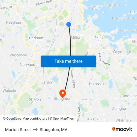 Morton Street to Stoughton, MA map