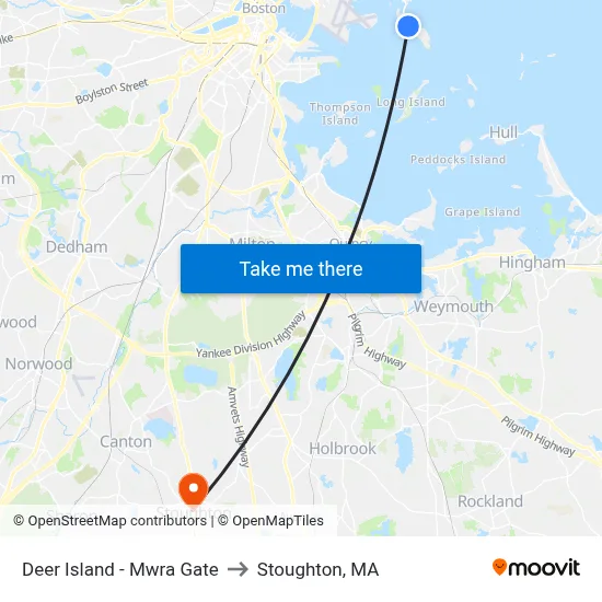 Deer Island - Mwra Gate to Stoughton, MA map