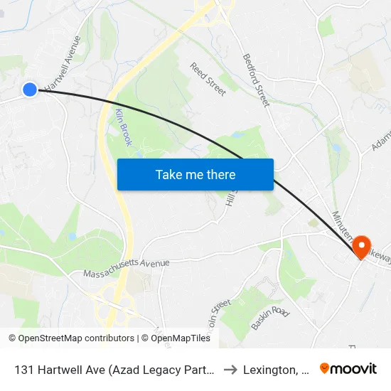 131 Hartwell Ave  (Azad Legacy Partners) to Lexington, MA map