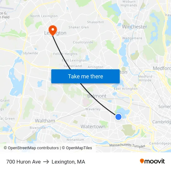 700 Huron Ave to Lexington, MA map