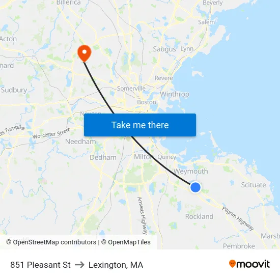 851 Pleasant St to Lexington, MA map