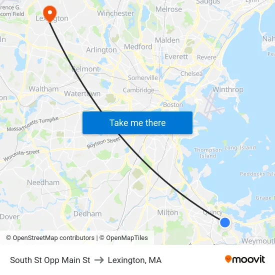 South St Opp Main St to Lexington, MA map