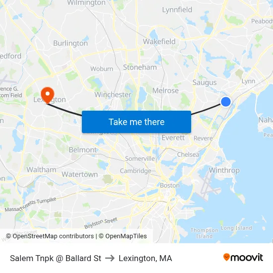 Salem Tnpk @ Ballard St to Lexington, MA map