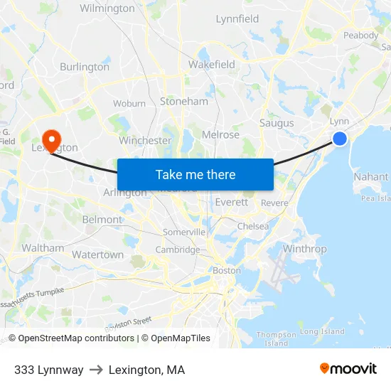 333 Lynnway to Lexington, MA map