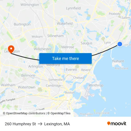260 Humphrey St to Lexington, MA map