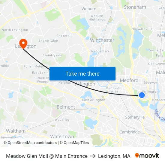 Meadow Glen Mall @ Main Entrance to Lexington, MA map