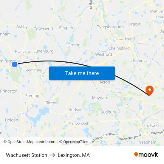 Wachusett Station to Lexington, MA map