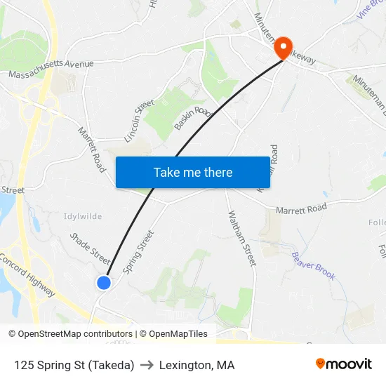 125 Spring St  (Takeda) to Lexington, MA map