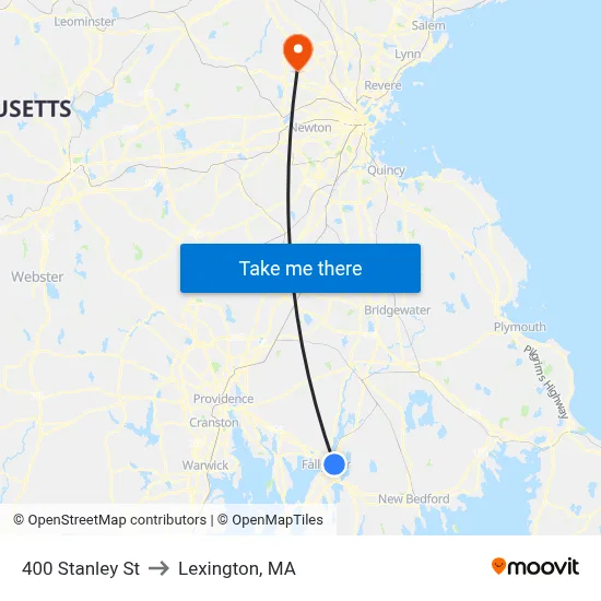 400 Stanley St to Lexington, MA map