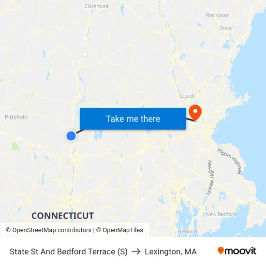 State St And Bedford Terrace (S) to Lexington, MA map