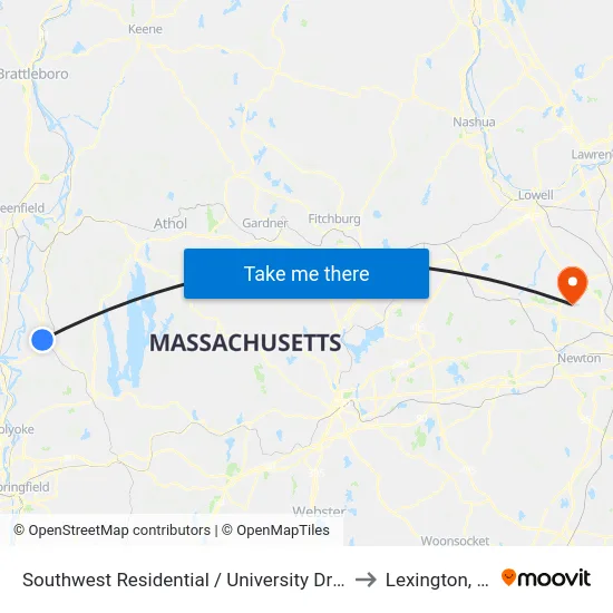 Southwest Residential  / University Drive (S) to Lexington, MA map