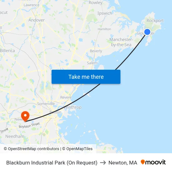 Blackburn Industrial Park (On Request) to Newton, MA map