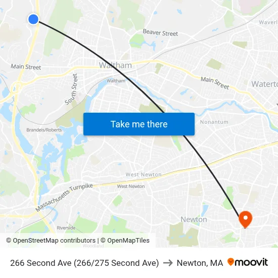 266 Second Ave (266/275 Second Ave) to Newton, MA map