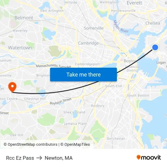 Rcc Ez Pass to Newton, MA map