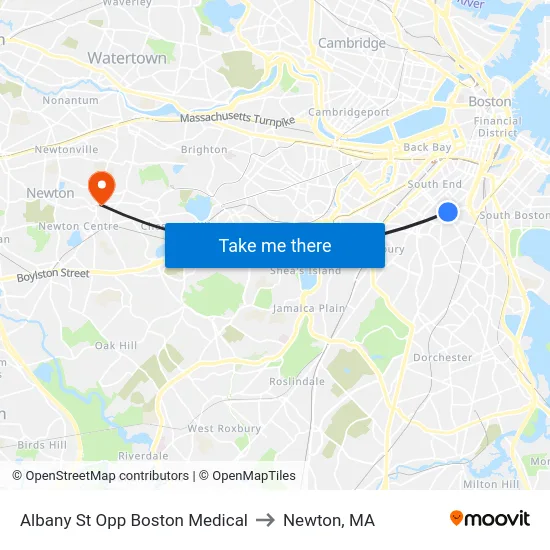 Albany St Opp Boston Medical to Newton, MA map