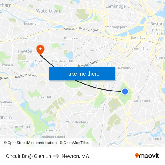 Circuit Dr @ Glen Ln to Newton, MA map