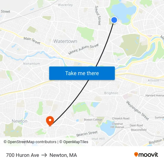 700 Huron Ave to Newton, MA map