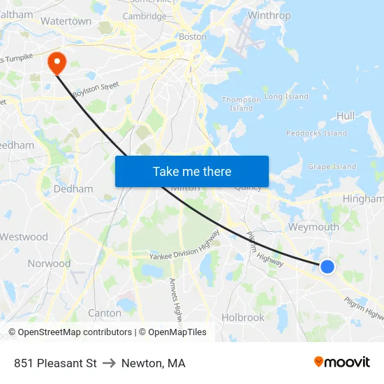 851 Pleasant St to Newton, MA map