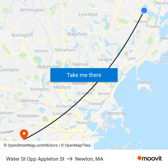 Water St Opp Appleton St to Newton, MA map