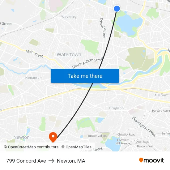 799 Concord Ave to Newton, MA map
