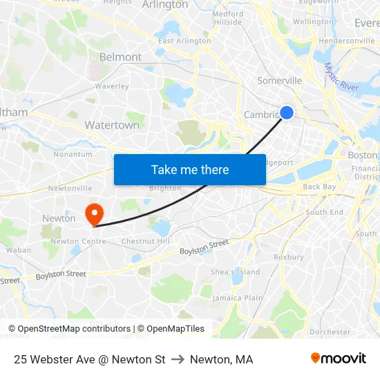 25 Webster Ave @ Newton St to Newton, MA map