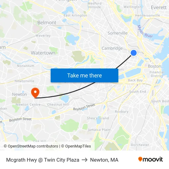 Mcgrath Hwy @ Twin City Plaza to Newton, MA map