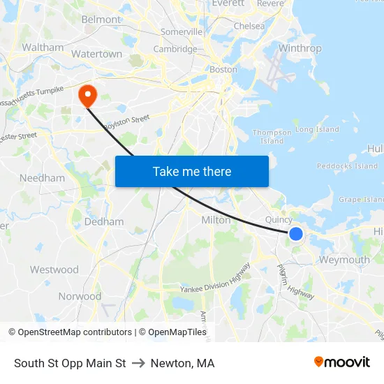 South St Opp Main St to Newton, MA map