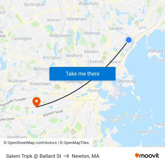 Salem Tnpk @ Ballard St to Newton, MA map