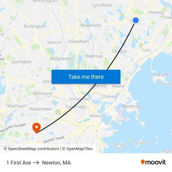 1 First Ave to Newton, MA map