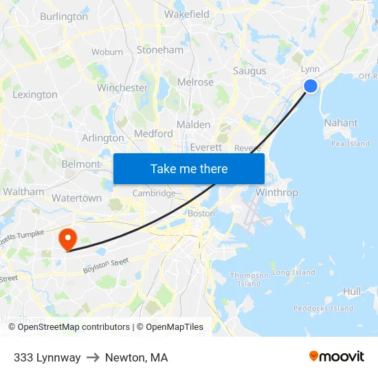 333 Lynnway to Newton, MA map