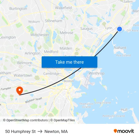 50 Humphrey St to Newton, MA map