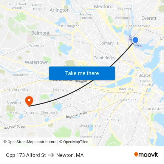 Opp 173 Alford St to Newton, MA map