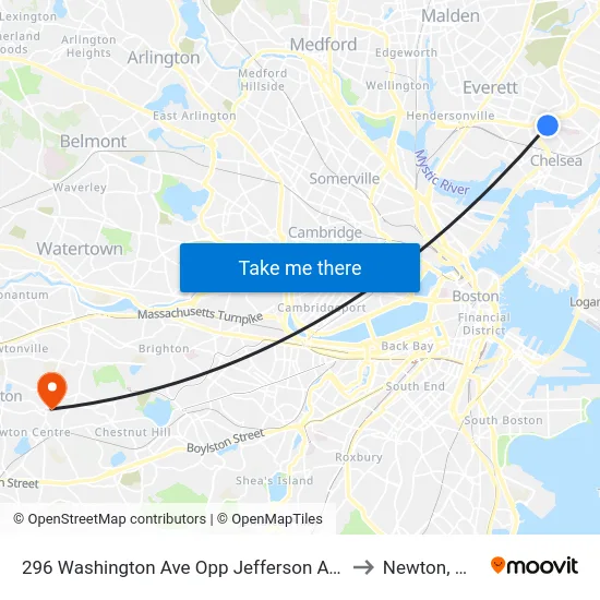 296 Washington Ave Opp Jefferson Ave to Newton, MA map