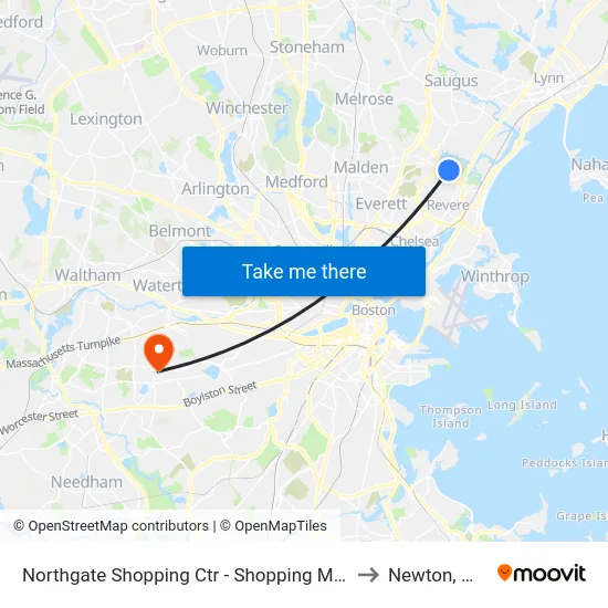 Northgate Shopping Ctr - Shopping Mall to Newton, MA map