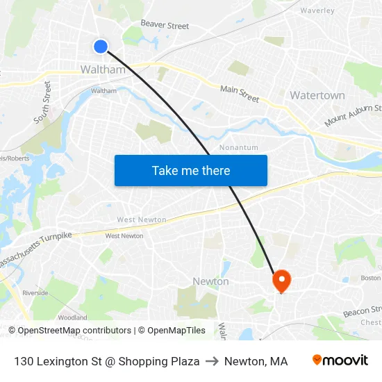 130 Lexington St @ Shopping Plaza to Newton, MA map