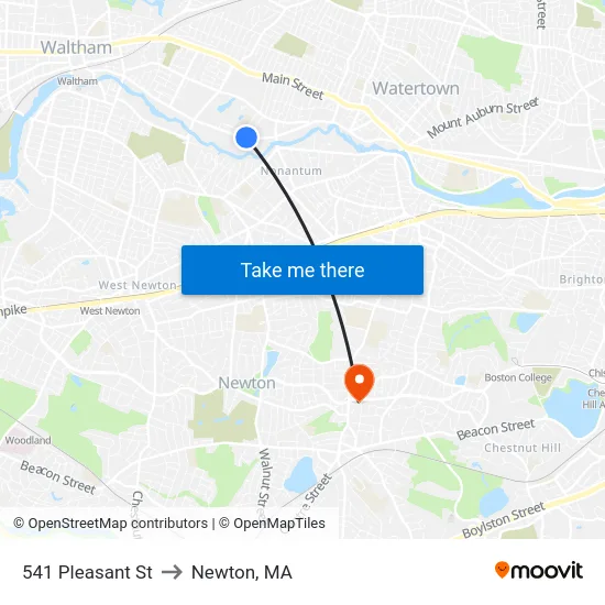 541 Pleasant St to Newton, MA map