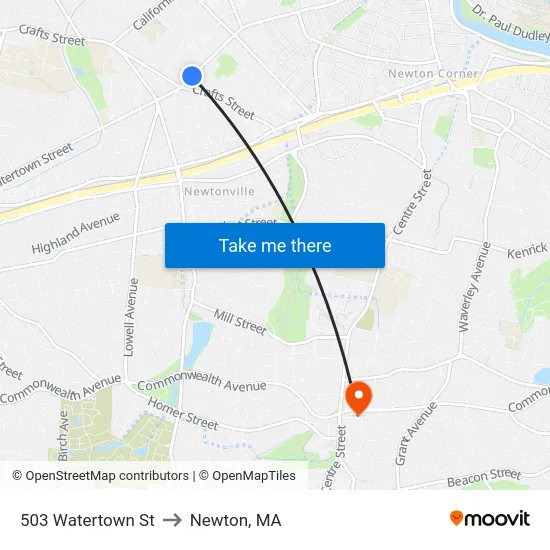 503 Watertown St to Newton, MA map
