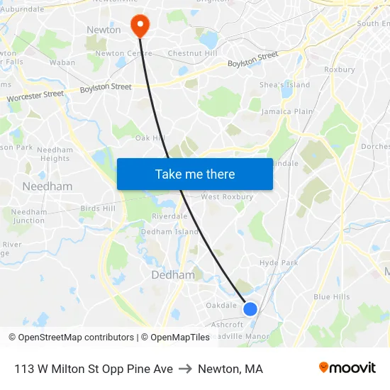 113 W Milton St Opp Pine Ave to Newton, MA map