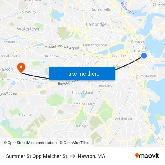 Summer St Opp Melcher St to Newton, MA map