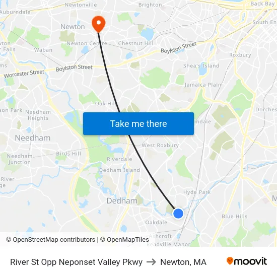 River St Opp Neponset Valley Pkwy to Newton, MA map