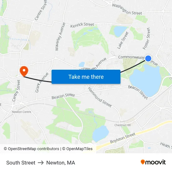 South Street to Newton, MA map