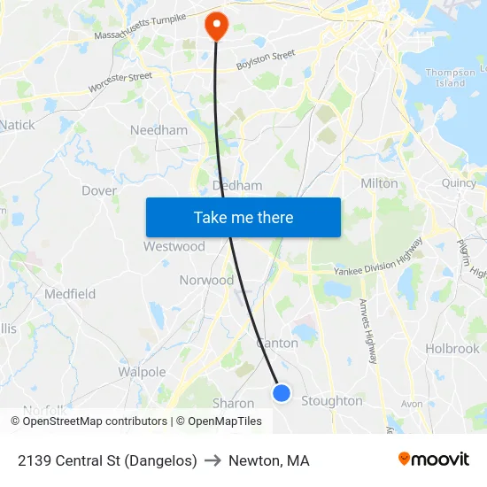 2139 Central St (Dangelos) to Newton, MA map