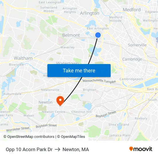 Opp 10 Acorn Park Dr to Newton, MA map