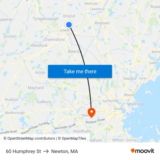 60 Humphrey St to Newton, MA map