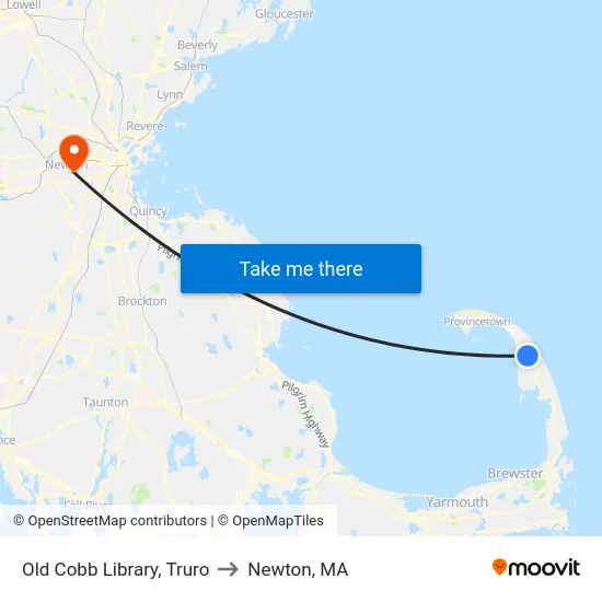 Old Cobb Library, Truro to Newton, MA map