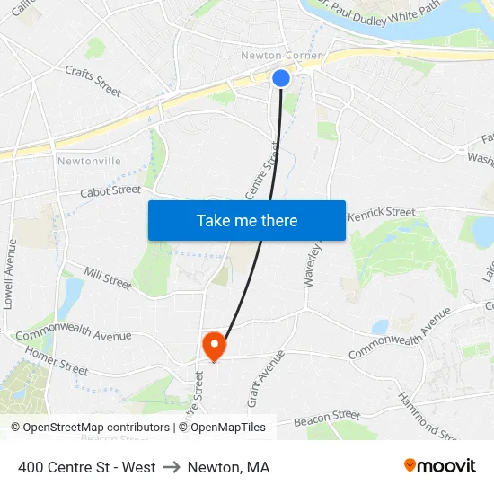 400 Centre St - West to Newton, MA map