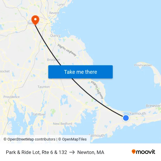 Park & Ride Lot, Rte 6 & 132 to Newton, MA map