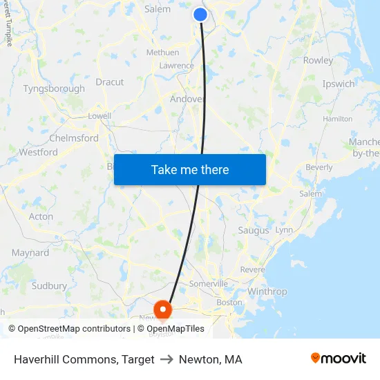Haverhill Commons, Target to Newton, MA map