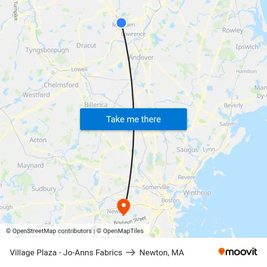 Village Plaza -  Jo-Anns Fabrics to Newton, MA map